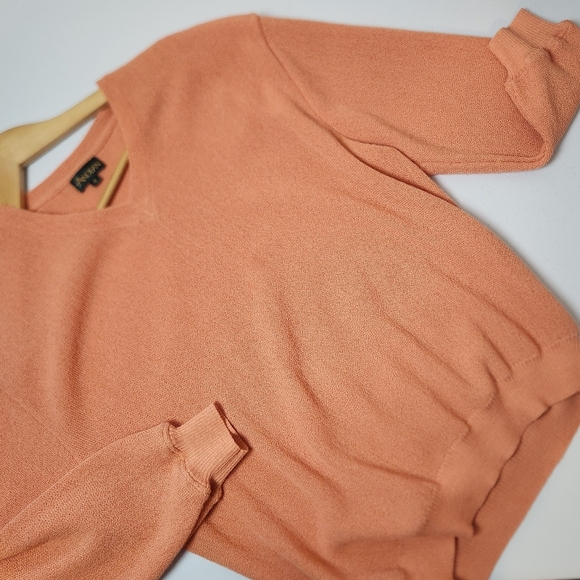 Vintage 90s Orange Knit Lightweight Sweater V-Neck Peru Alpaca Mens Size Medium - Picture 12 of 12